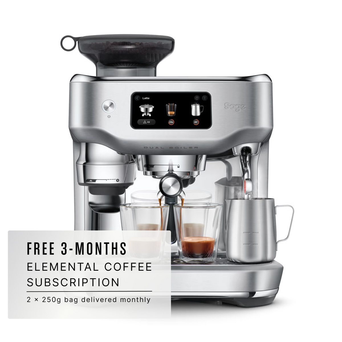 SAGE ORACLE DUAL BOILER home espresso machine with dual boiler system and free subscription offer