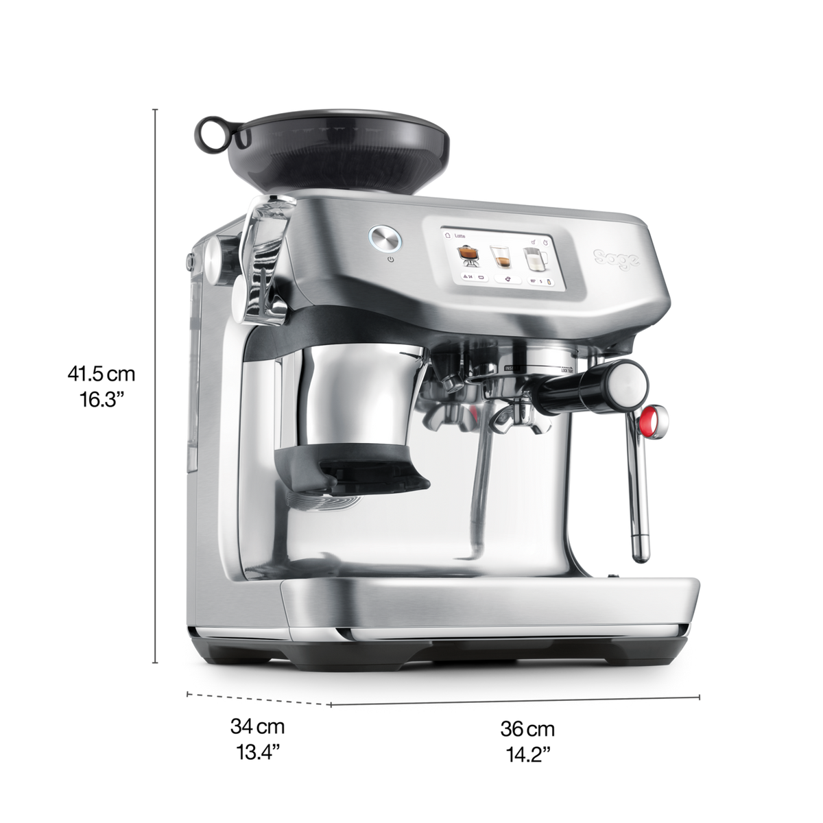 SAGE BARISTA TOUCH IMPRESS – WITH COLD EXTRACTION espresso machine with touchscreen and stainless steel design