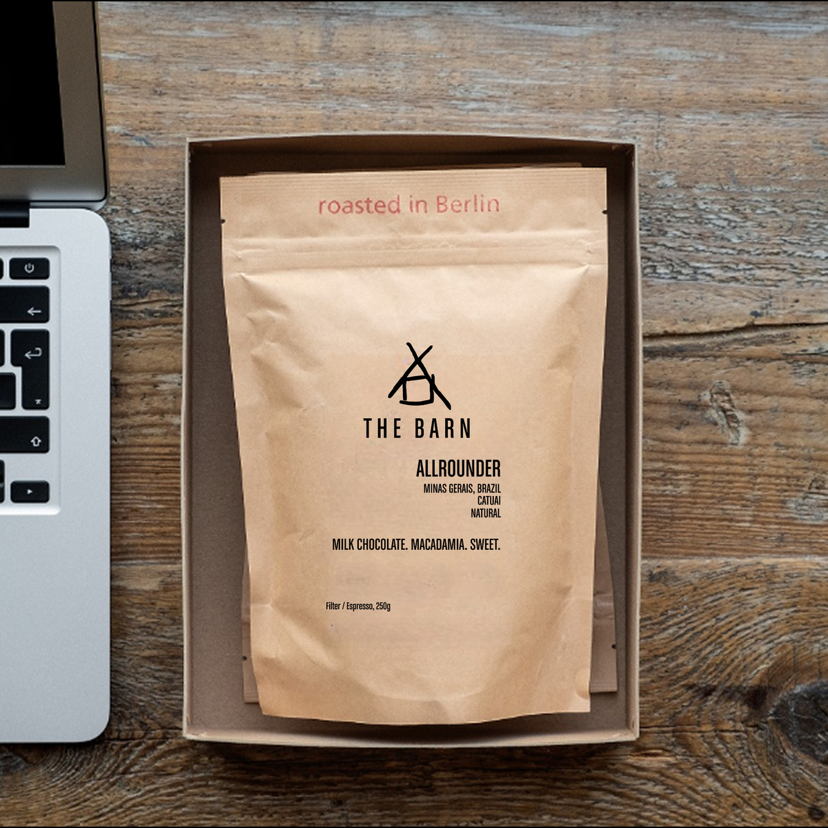 Office coffee subscription featuring The Barn Allrounder coffee bag, roasted in Berlin.