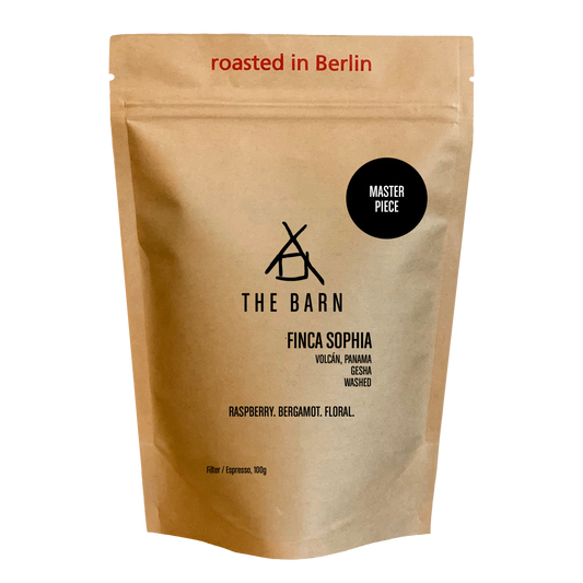 FINCA SOPHIA GESHA coffee bag featuring raspberry, bergamot, and floral notes, roasted in Berlin.