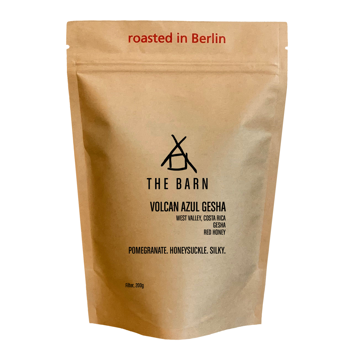 Package of VOLCAN AZUL GESHA HONEY coffee from The Barn, roasted in Berlin.