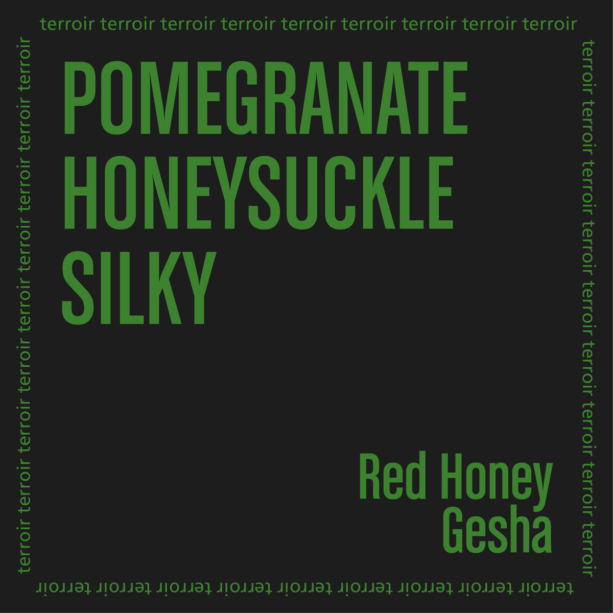 VOLCAN AZUL GESHA HONEY showcasing Pomegranate, Honeysuckle, and Silky notes in Red Honey processing.
